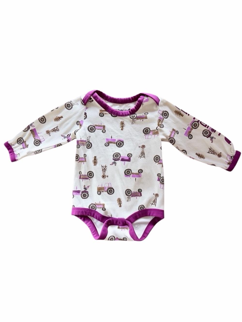 Carhartt White One-Piece with Purple Trim and Tractor Print 3M